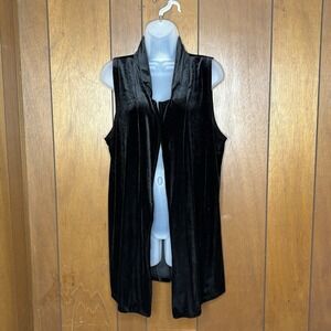 H.I.P. Velvet Drape Vest Women L Black Sleeveless Gothic Boho Festival Witchy
